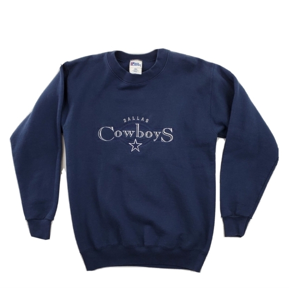 Vtg Cowboys Pro Player Sweatshirt Boy 18 20 Men S M Embroiderd Logo Boxy USA 90s - Picture 1 of 10